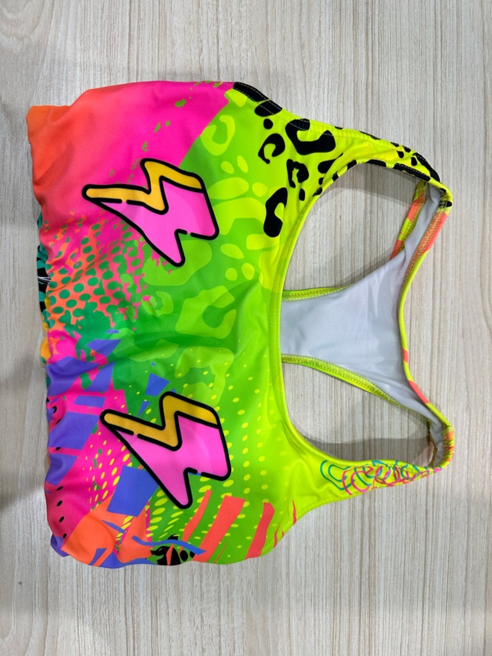 Neon Multi-Color Sports Bra - Vibrant Neon Green & Pink